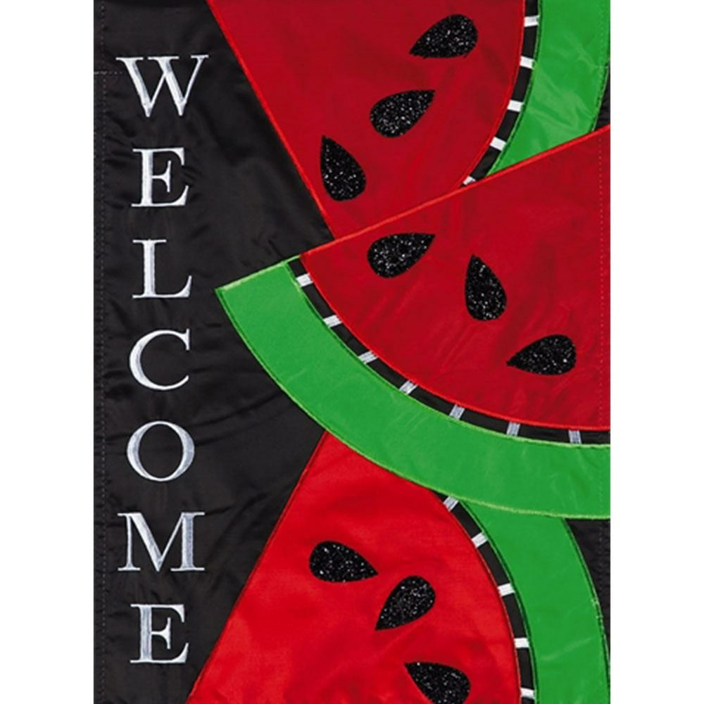 Evergreen Applique Garden Flag Watermelon Slices