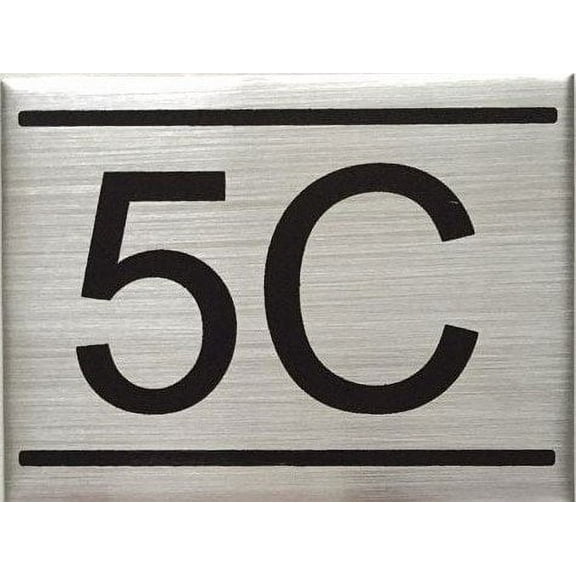 APARTMENT NUMBER SIGN -5C -BRUSHED ALUMINUM (2.25X3, Aluminium))
