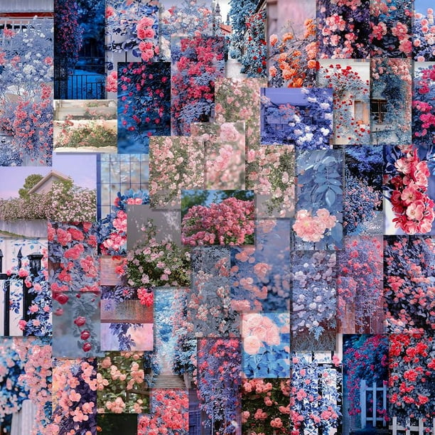 64pcs Rose Wallpaper Materials Album Sticker Diy Computer Scrapbooking Stickers Student Stationery Arts Crafts