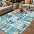 thumbnail image 2 of Fsddascl Coastal Ocean Outdoor Rug for Patio/Deck/Porch, Non-Slip Large Area Rug 5 x 8 Ft, Nautical Lighthouse Blue Wooden Indoor Outdoor Rugs Washable Area Rugs, Reversible Camping Rug Carpet, 2 of 5