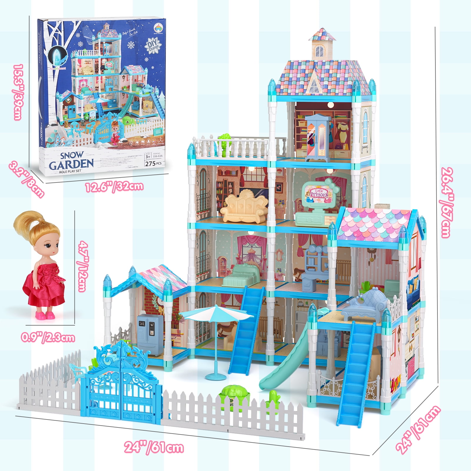Doll House - Toys for 3 Year Old Girl, Dream Dollhouse 11 Rooms