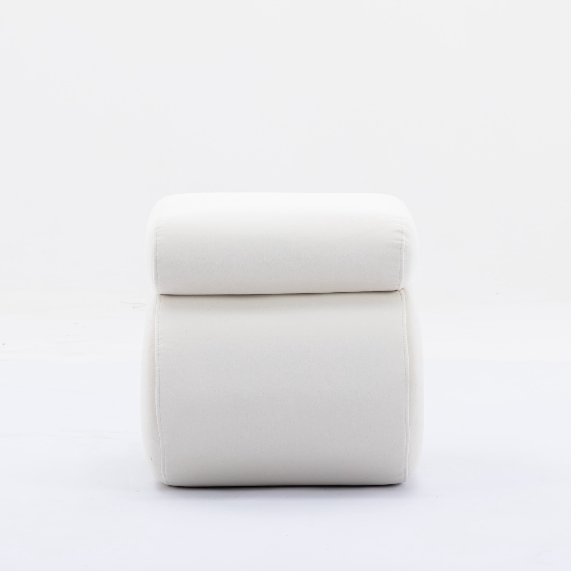 Noble House Rache 19" S-Shape Velvet Accent Ottoman, Plush Makeup Footrest Table Stool with Foam, White