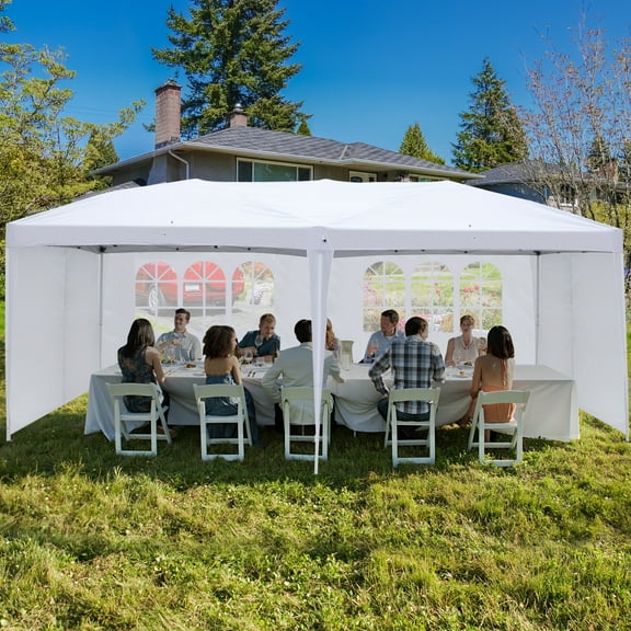 Zimtown 10'x 20' Pop Up Gazebo Wedding Party Tent Folding Canopy with 4 Sides W/ Carry Bag White