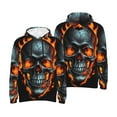thumbnail image 4 of Zufioo Flame Metal Skull Design Fleece Comfortable Hoodie for Mens,Sweatshirt for Men,Pullover Hooded Sweatshirt for Men -Large, 4 of 5