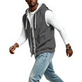 thumbnail image 5 of EANJE Men's Hooded Sleeveless Zip Vest Casual Drawstring Regular Fit Hood Knit Multi Color Layering Tops With Pockets Dark Green M, 5 of 7