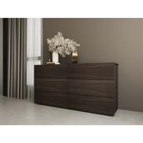Dark Oak Dresser - 63" Wide, 6 Drawers, Soft Close, No Assembly