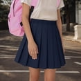 thumbnail image 2 of NIEWTR Girls Uniform Pleated Skirt Elastic Waist Plaid A-line Skirts Tennis Sport Casual Dress Outerwear for Girl 3-14 Years(A01-Navy,14-15 Years), 2 of 9