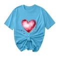 thumbnail image 3 of Jsaierl Women's Valentines Day Shirts Sweet Love Heart Graphic Tees Work Short Sleeve Blouse Crewneck Dressy Casual T-shirt Tops Valentines Day Gifts, 3 of 6