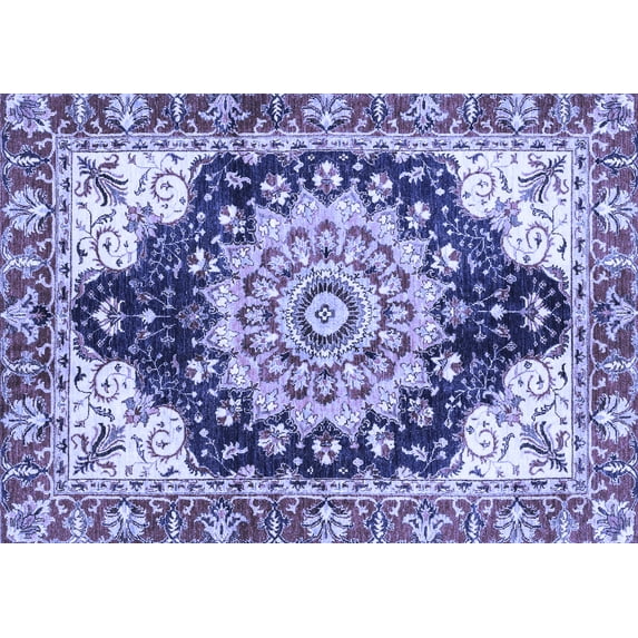 Ahgly Company Indoor Rectangle Geometric Blue Traditional Area Rugs, 7' x 9'