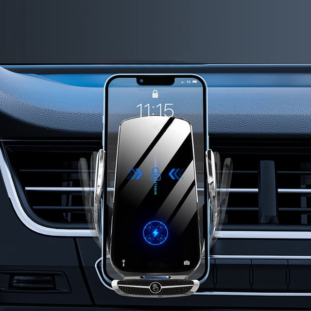 Cargador inalámbrico, cargador portátil, soporte para cargador inalámbrico para coche, sujeción automática para teléfono, modelo mejorado, carga rápida de 15 W/carga magnética para Android e iOS. Carg