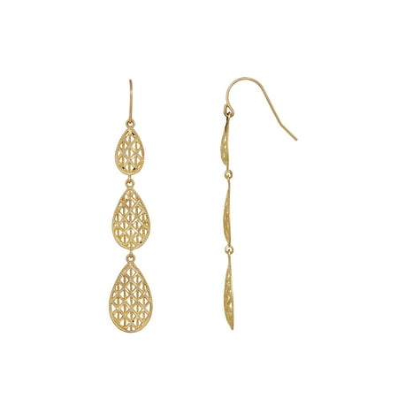Brilliance Fine Jewelry 10kt Yellow Gold Triple Filigree Graduated Teardrop Earrings Brilliance Fine Jewelry 10kt Yellow Gold Triple Filigree Graduated Teardrop Earrings