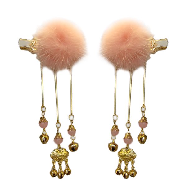 Horquilla con flequillo y bola de pelo para niña, accesorios para el cabello de Año Nuevo chino