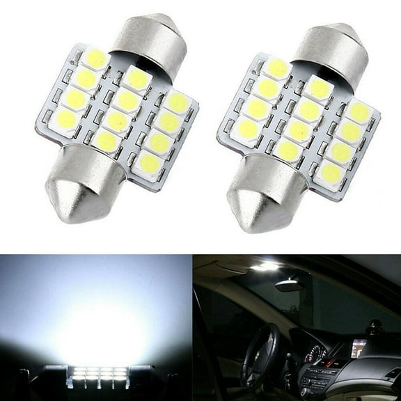 2PCS Xenon White LED Bulbs 31mm Festoon 12-For SMD Dome Super Bright Interior Light