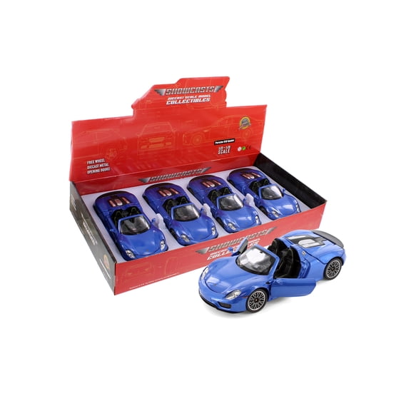 Porsche 918 Spyder, Blue - Showcasts 68243D - 1/24 Scale Diecast Model Car