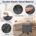 thumbnail image 3 of Uxcell 2-Pack 13" x 13" x 15" Fundas de otomana cuadradas estirables de tela de terciopelo Protector para taburete de sala de estar interior [Gris oscuro], 3 of 7