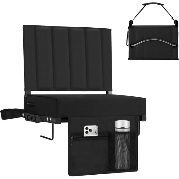 Blusea Stadium Seats with Back Support Bleacher Chairs with Back and Cushion Thick Padded Bleacher Seats Includes Shoulder Strap