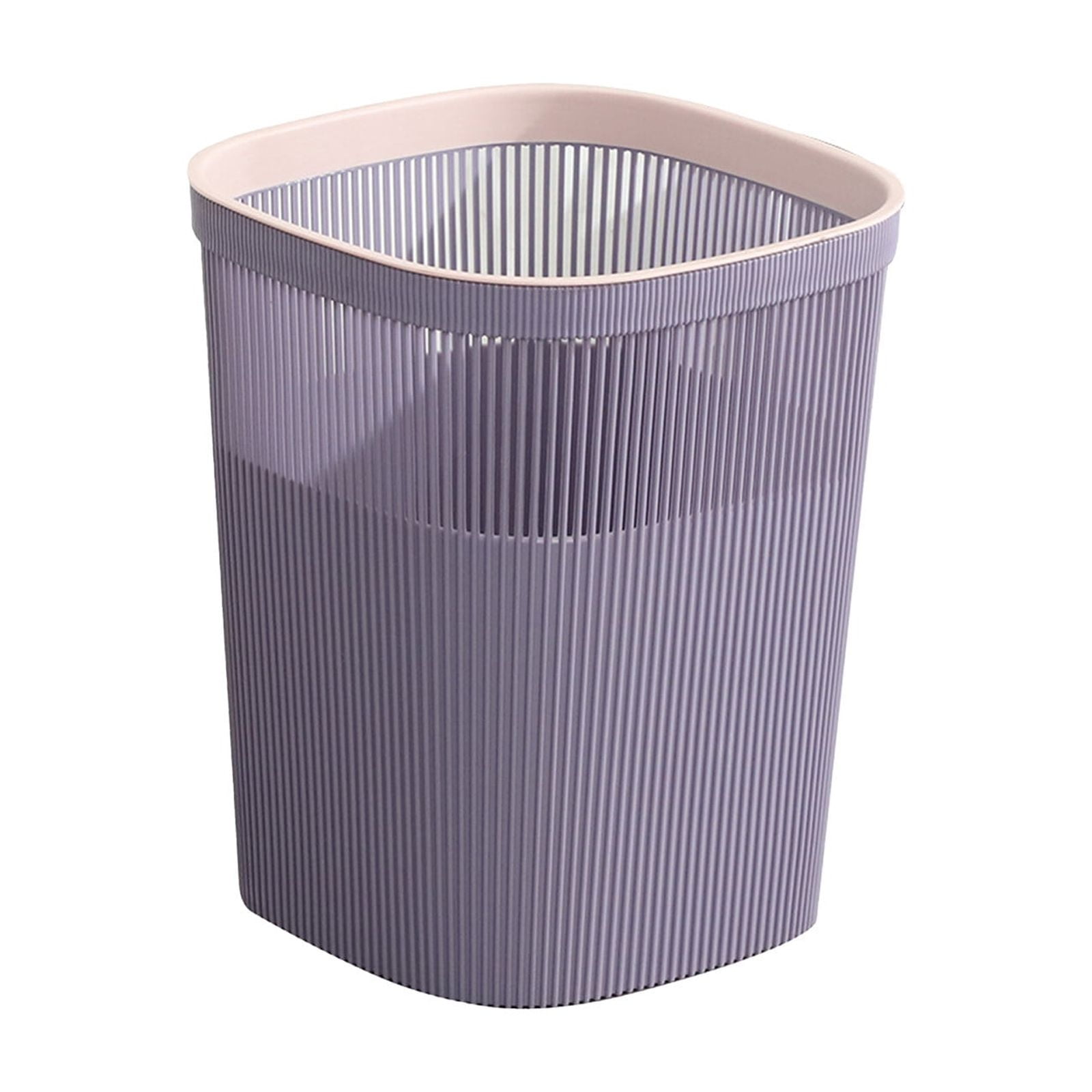XiYing Large Capacity Slim Plastic Trash Can with Waste Pressing Ring, Lidless Design for Bathroom, Kitchen, Or Office Use, 11.02X9.06X9.06 Inches, 1-Pack