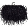 thumbnail image 1 of Bolso de mano de noche con plumas para mujer, bolso bandolera con 2 cadenas extraíbles, 1 of 2