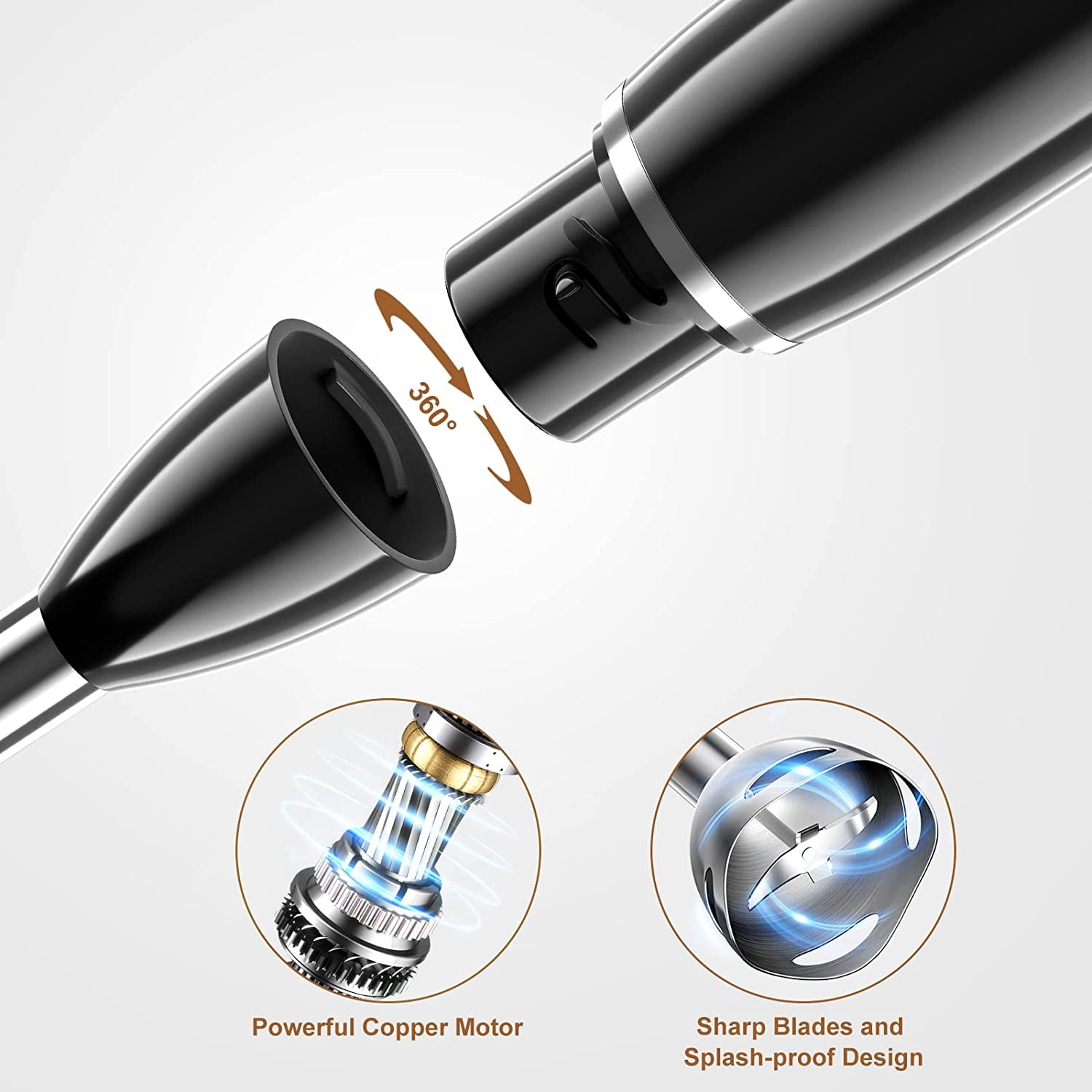 DEISNGB Immersion Blender, 500 Watt Immersion Hand Blender, 5-in-1 Stick Blender with Chopper, Blender for Kitchen with 600ml Beaker(Black)