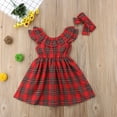 thumbnail image 3 of Toddler Kids Baby Girl Christmas Plaid Dress Bowknot Princess Party Dresses Clothes One-Pieces, 3 of 7
