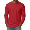 thumbnail image 2 of Dresfit Big and Tall Shirts for Men Solid Color Thermal Tops 2025 Basic Crew Neck Long Sleeve Athletic Tshirts Fall Slim Fit Oversized Lightweight Pullover Tops Red 2XL, 2 of 7