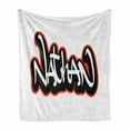 thumbnail image 1 of Nathan Soft Flannel Fleece Throw Blanket, Boys Name Graffito Wall Writing Design for Men Doodle Style, Cozy Plush for Indoor and Outdoor Use, 60" x 80", Vermilion White, by Ambesonne, 1 of 6