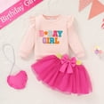 thumbnail image 4 of Younger Tree Girl Birthday Outfit Baby Fall Winter Long Sleeve Sweatshirt Bowknot Tutu Princess Party Dress Set with Bag for 5-6T, 4 of 6
