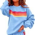 thumbnail image 2 of Tqcoqu Sweatshirt for Women with Rainbow Striped,Loose Fit Pullover Shirts Round Neck Long Sleeve Casual Tops Daily Wear, 2 of 5
