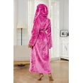 thumbnail image 3 of Womens Long Hooded Plush Robe, Soft Thick Warm Fleece Bathrobe Full Length House Coat, 3 of 7