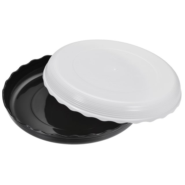 Planta Maceta Platillo 12 Plástico Ondulado Redondo Unique Bargains Negro Blanco 8en1