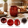 thumbnail image 5 of HEETHYCOOL 24 oz Large Ceramic Coffee Mug, Unique Textured Handmade Pottery Tea Cup, Crimson Rose, 5 of 7