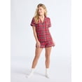 thumbnail image 3 of Joyspun Women’s Dreamy Soft Collection Notch Collar Knit Top and Boxer Shorts Pajama Set, Sizes XS-3X, 3 of 7