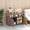 Brown + Steel, variant on PE Rattan Outdoor Bar Table with Glass Top, 2-Tier Serving Cart with Cabinet and Towel Rack, Mixed Brown Steel Frame for Patio and Garden