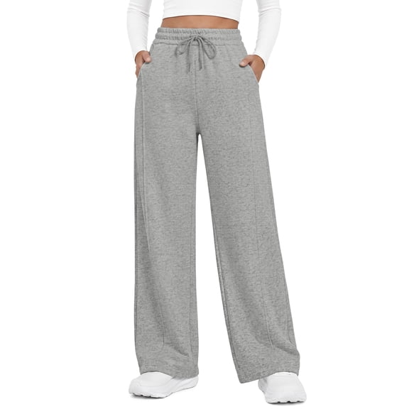 Fantaslook Womens Wide Leg Sweatpants High Waisted Baggy Pants Fashion Drawstring Athletic Sweatpants with Pockets