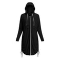 thumbnail image 6 of ClodeEU Women's Zip Long Sleeve Hooded UV Protection Long Jacket ,Casual Solid Color Coat with Pockets Black,Women's Plus L, 6 of 6