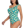 thumbnail image 2 of Easygdp Cute Shiba1 Women's One Shoulder Ruffle Monokini Bathing Suits with Removable Chest Pad, Quick Drying - Large, 2 of 8