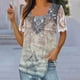 thumbnail image 1 of ICHUANYI Clearance Women Summer Sexy Regular Lace Short Sleeve Women Short Sleeves Top(Khaki, XXL) ICHUANYI WER2023081403262, 1 of 5