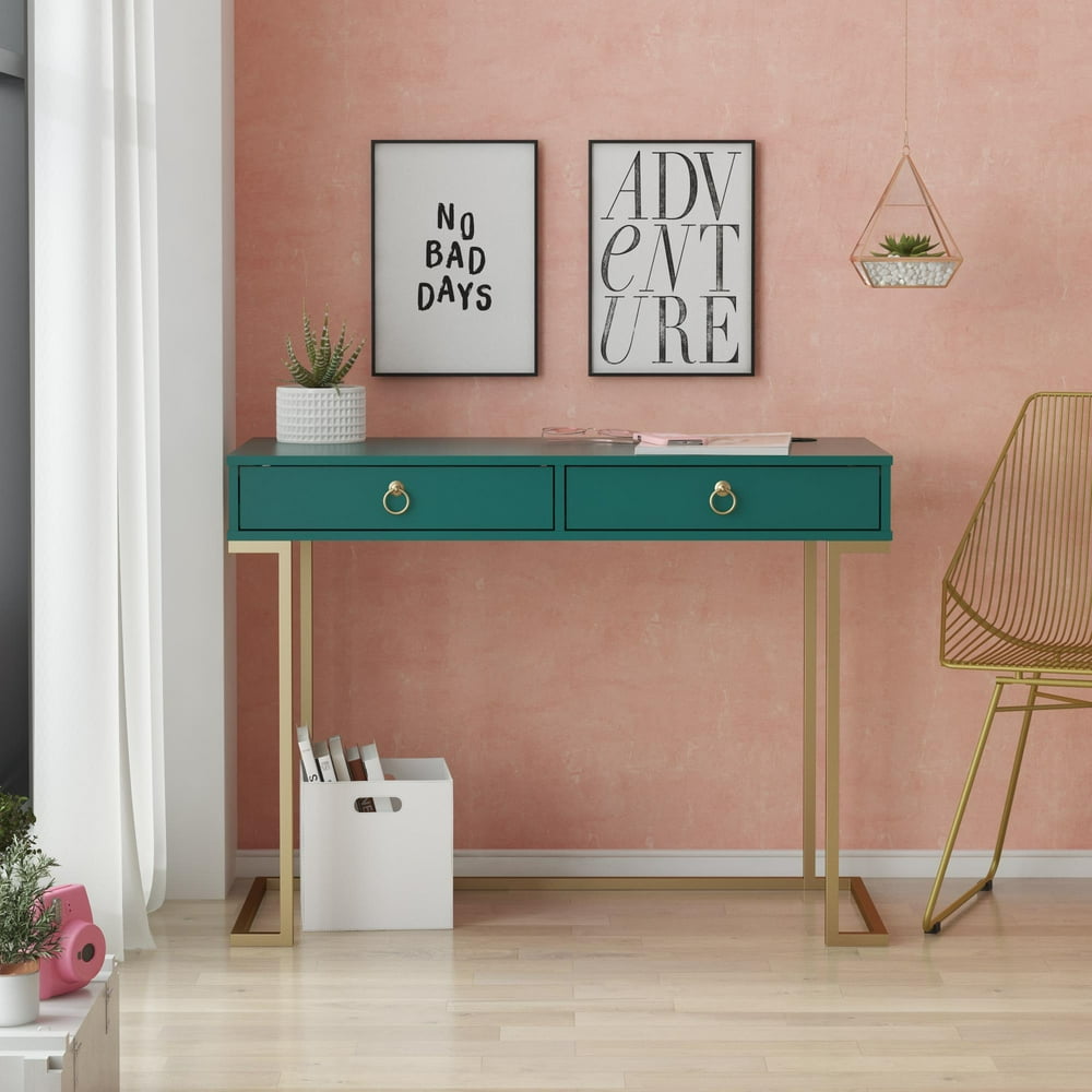 CosmoLiving by Cosmopolitan Camila Writing Desk, Emerald Green