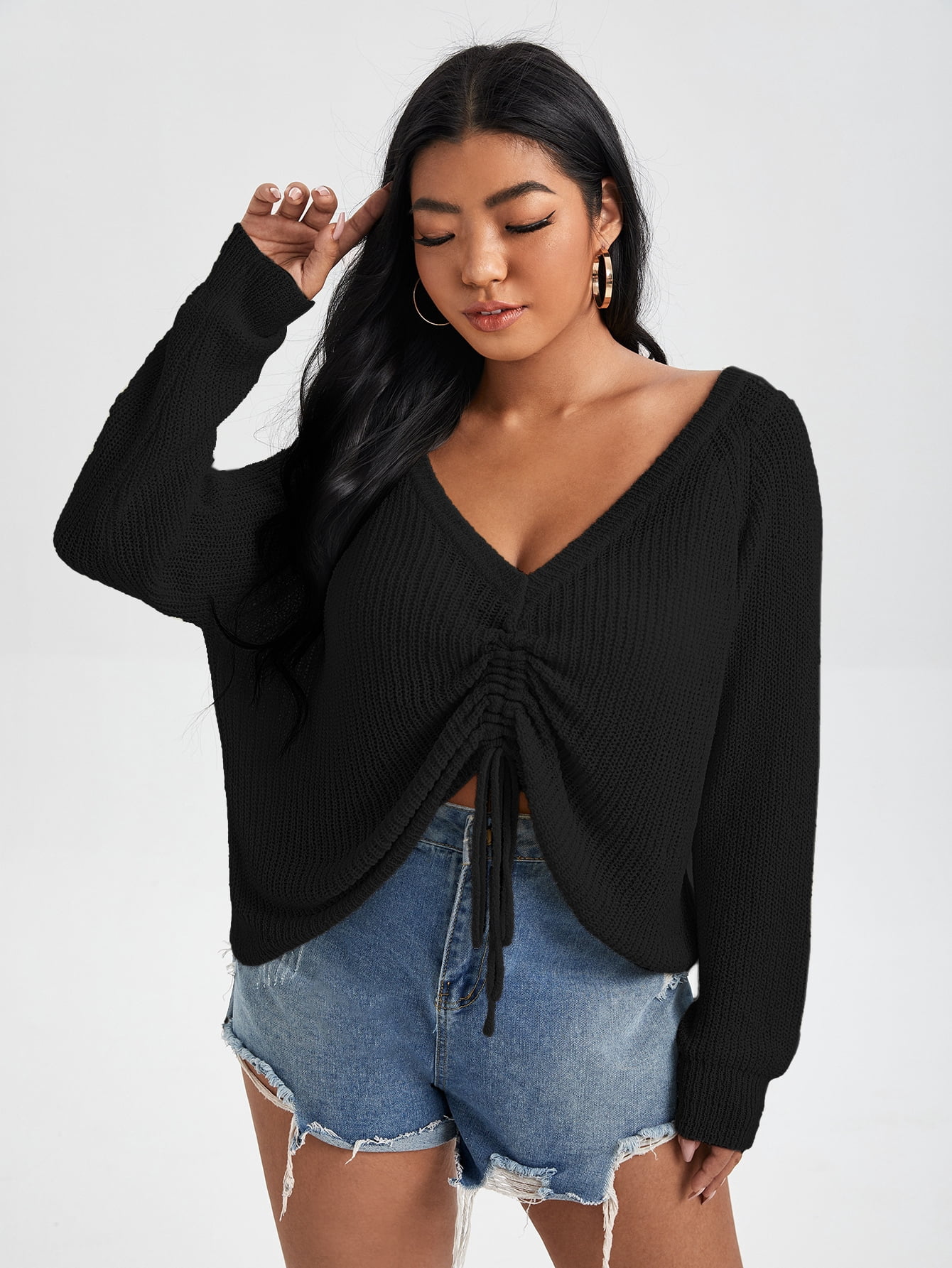 Women's Plus Size Plunging Neck 