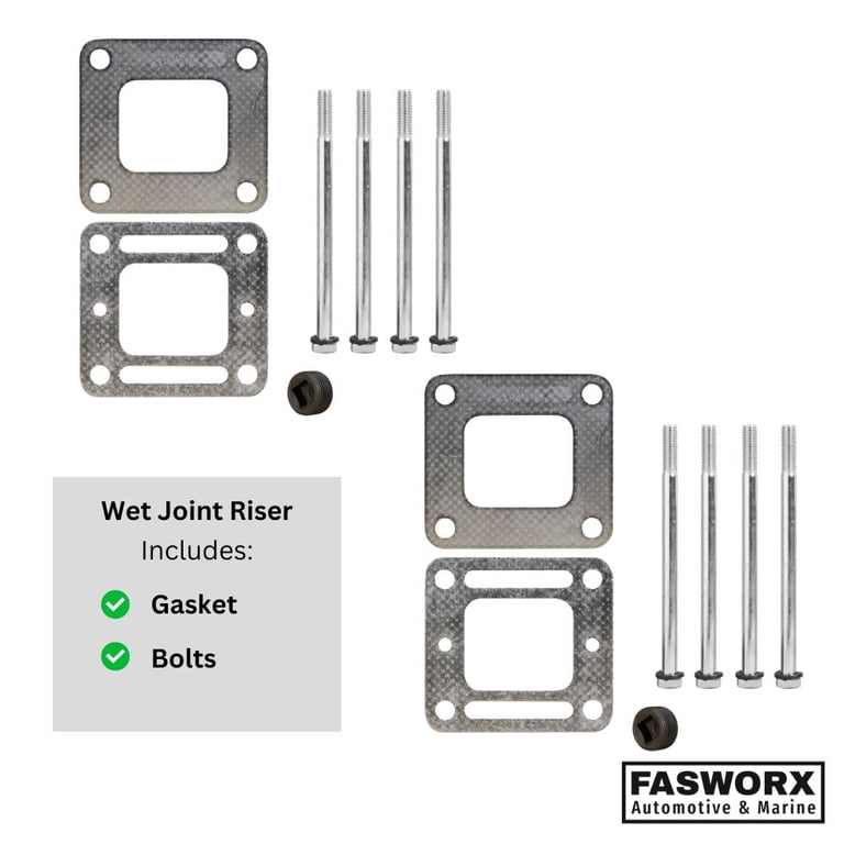 FASWORX Complete Exhaust Manifold & 4 Center-Rise Elbow Set for