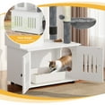 thumbnail image 4 of Dextrus 2-in-1 Cat Furniture Condo, 59" Cat Tree Multi-Functional Cat Tower with Litter Box Enclosure, Wood House, Scratching Post, Feeding Station, Hammocks & Brush - White, 4 of 5