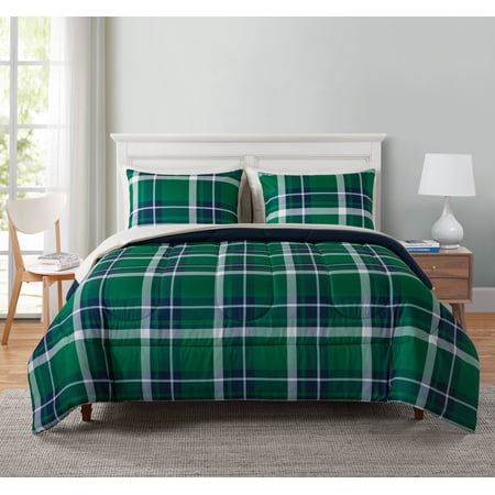 Mainstays Green Plaid Bed-in-a-Bag, Full, Adult, Unisex