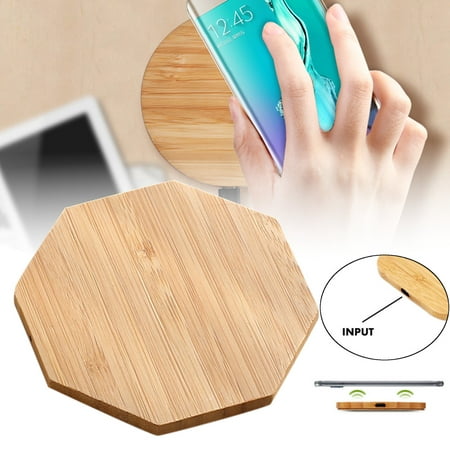 Wooden Wireless Charger Bamboo Charging Pad &Quick Charge Dock Station Pad Mat Wooden Holder Plate & all Qi Enabled