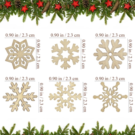 Raindrops Christmas Wood Snowflake DIY Craft Wood 100pcs