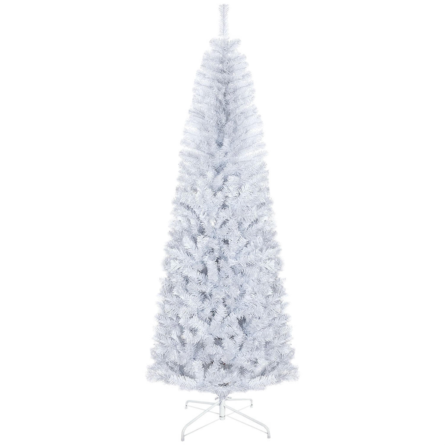 Hommoo Decorations,7ft Pencil Christmas Tree, Unlit Artificial Christmas Tree Slim Douglas Fir Xmas Tree with Realistic Branches, Halloween Tree with 818 Tips, White