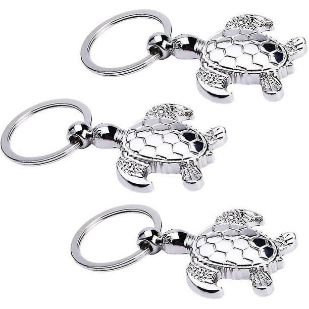 Llavero de tortuga de metal plateado, 3 piezas, llavero de animales marinos, dijes para bolso, llavero de tortuga de aleación, decoración para Navidad, mochila, teléfono, bolso, decoración d