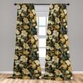 thumbnail image 2 of Watercolor Botany Window Curtains, Vintage Design Floral Boho Pattern on Grunge Spots Backdrop, Lightweight Decor 2-Panel Set with Rod Pocket, Pair of - 28"x95", Pale Earth Yellow Cream, by Ambesonne, 2 of 3