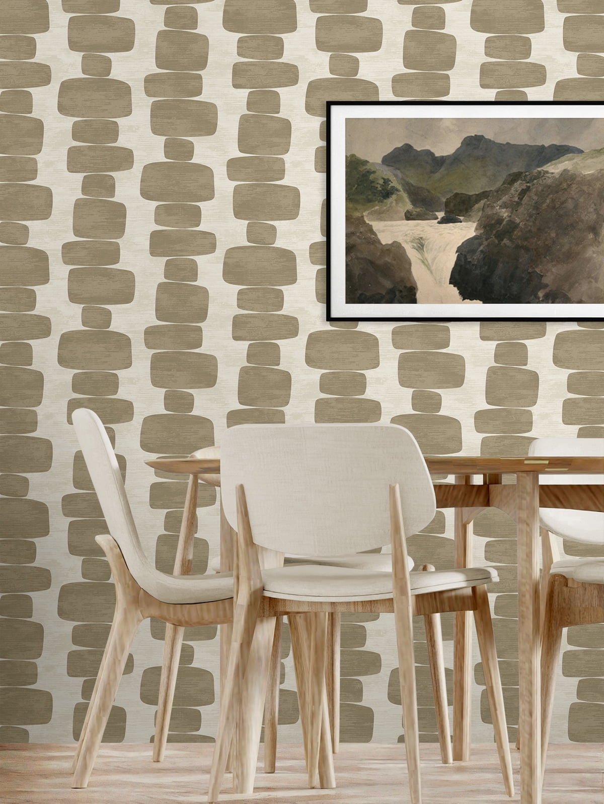 Stacy Garcia Home Tan Stripe Block Geometric Peel and Stick Wallpaper - 20.5 in. W. x 18 ft. L. Roll