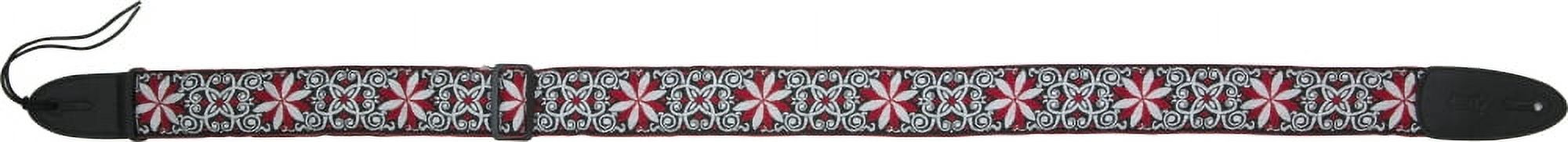 60s Hootenanny Jacquard Weave Guitar Strap - Floral Red