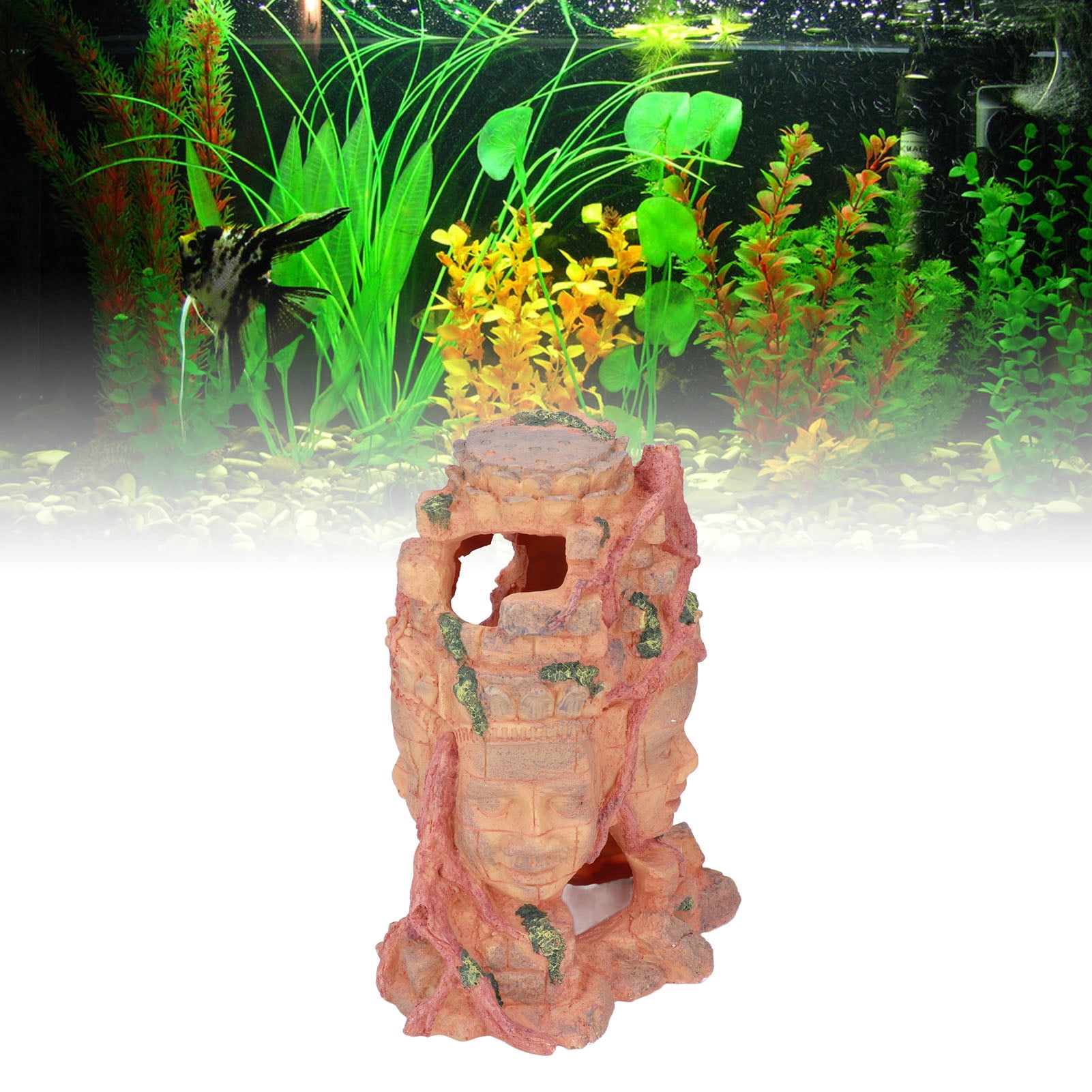 BIMZUC Aquarium Buddha Ornament Reptile Shelter Resin Hideout Cave Multipurpose Decoration for Fish Tank Fountain Landscape Safe Fish Tank Decor 10.6 inches / 27 cm